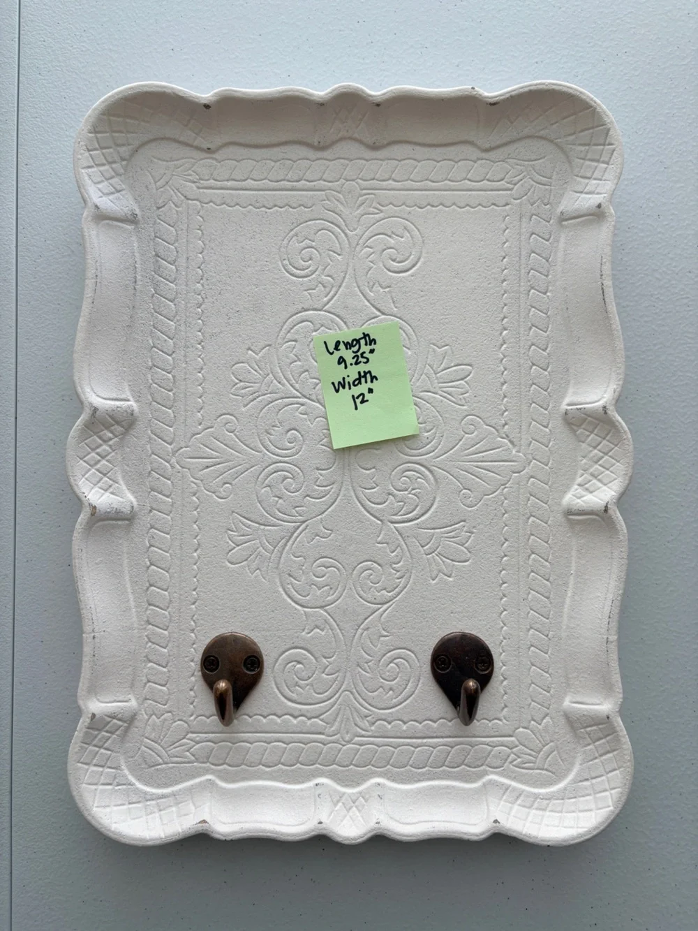 Set of 2 Ornate White Wall Jewelry Organizers Brass Hooks NWOT